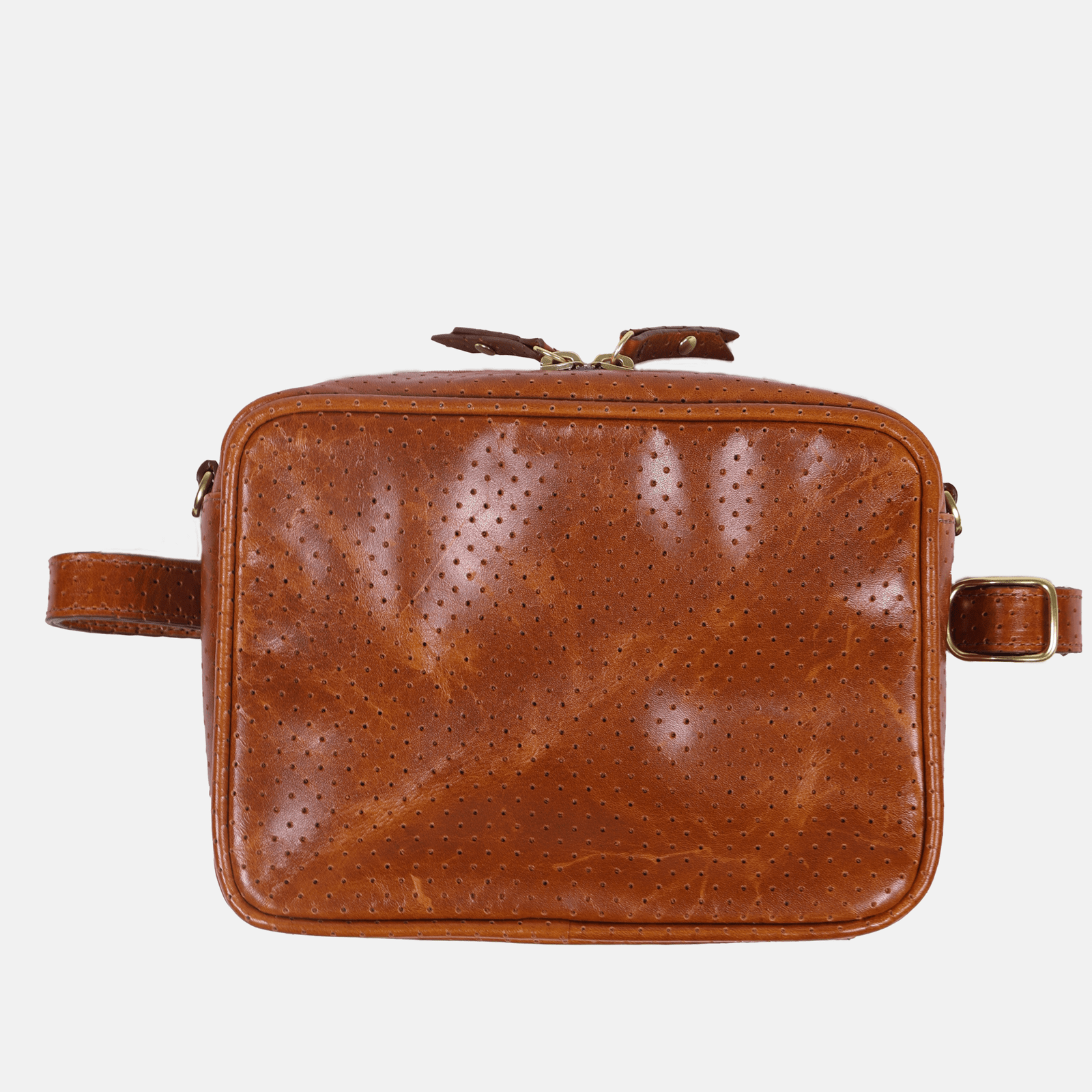 BER Bag | Perforated Chestnut Bright Blue Zipper Blair Ritchey