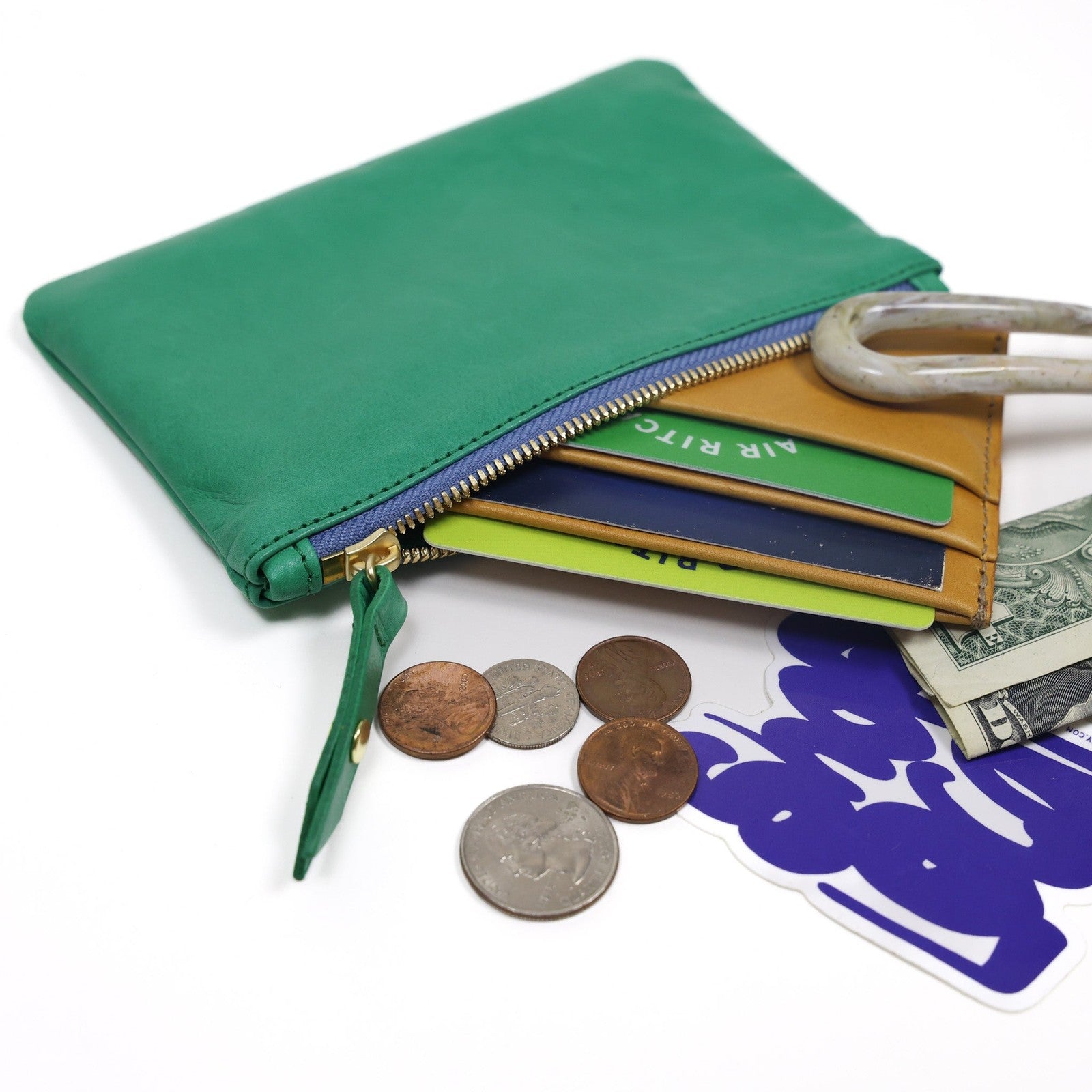 Zip Wallet | Kelly Green Postal Blue Zipper Blair Ritchey