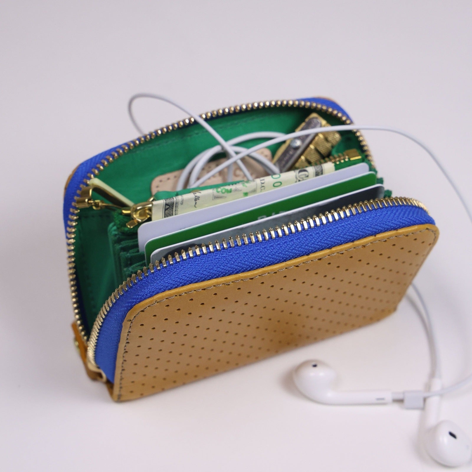 Micro Billet | Perforated Ginger Bright Blue Zipper Blair Ritchey