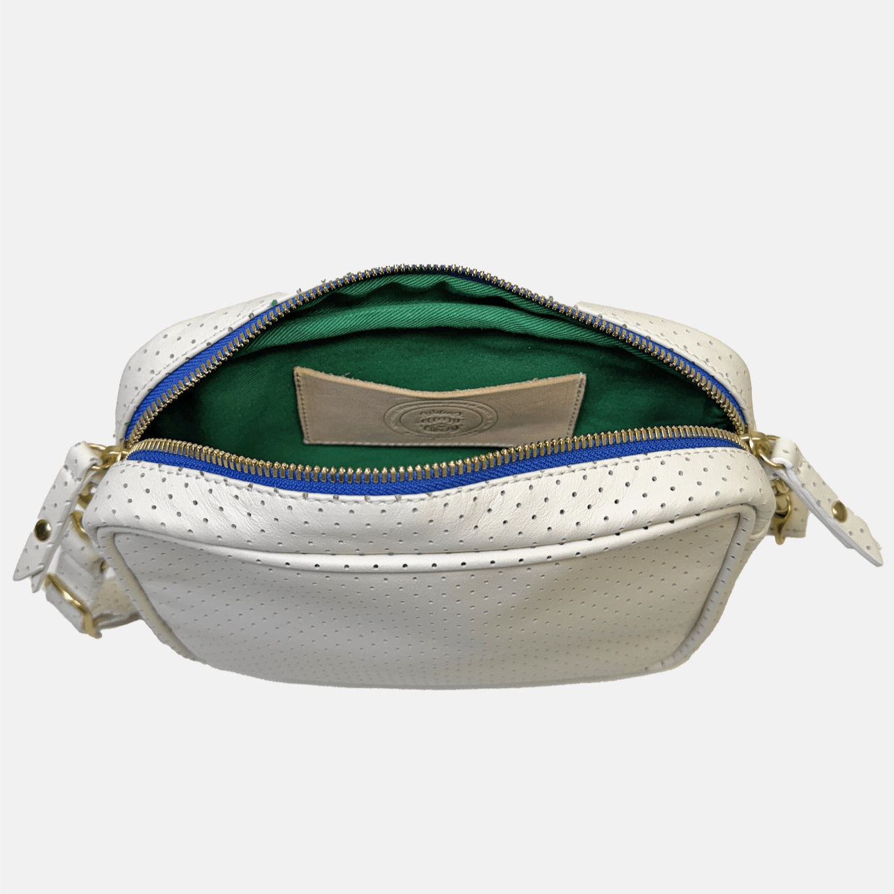 BER Bag | Perforated White Bright Blue Zipper Blair Ritchey