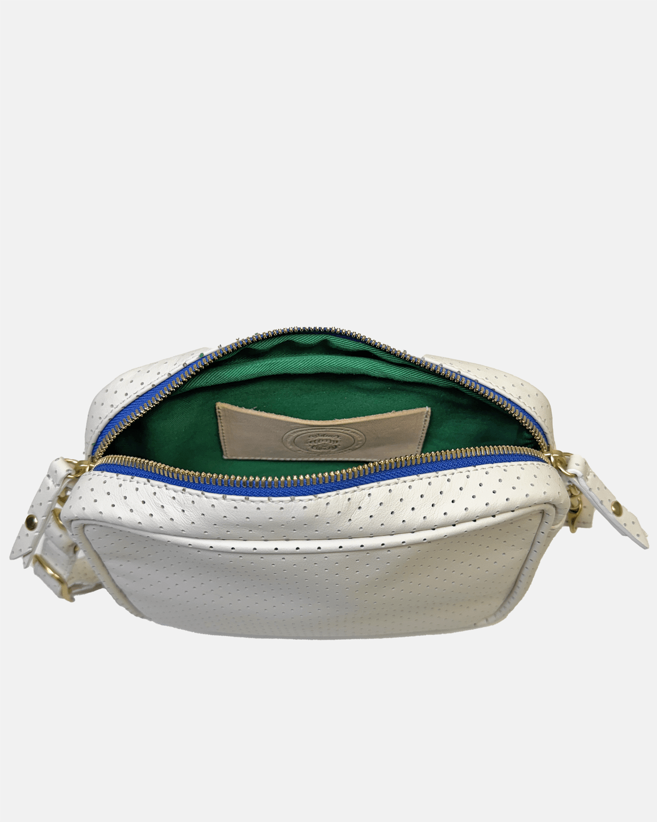 BER Bag | Perforated White Bright Blue Zipper Blair Ritchey