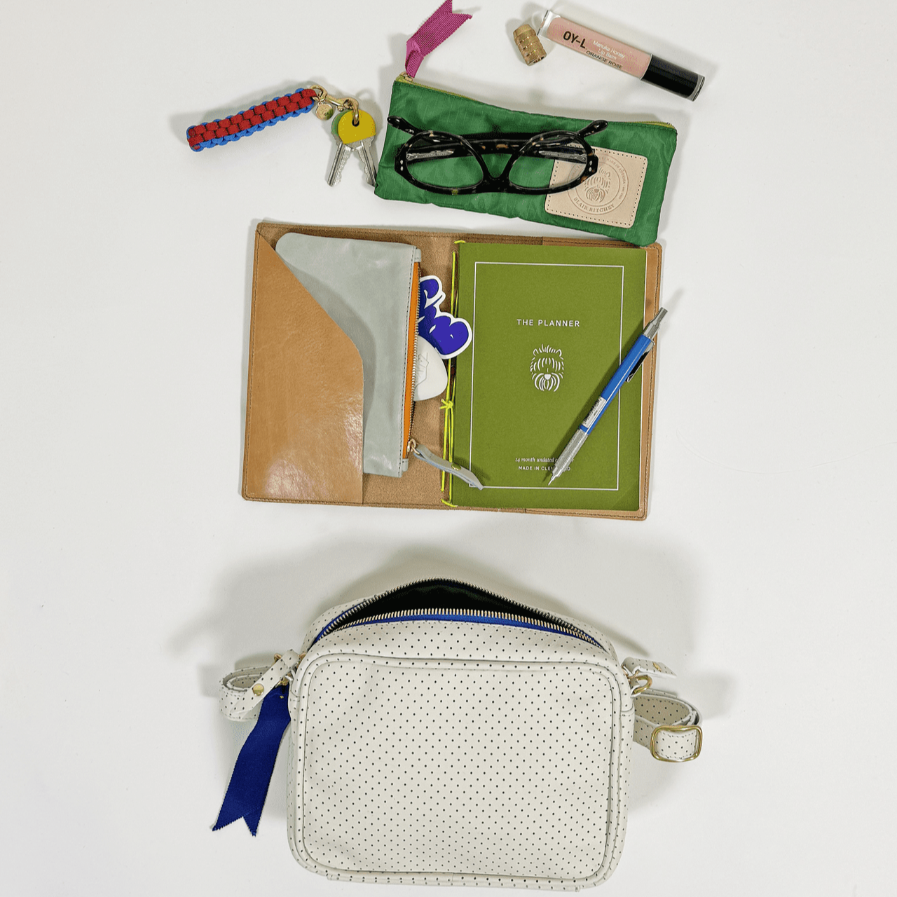 BER Bag | Perforated White Bright Blue Zipper Blair Ritchey
