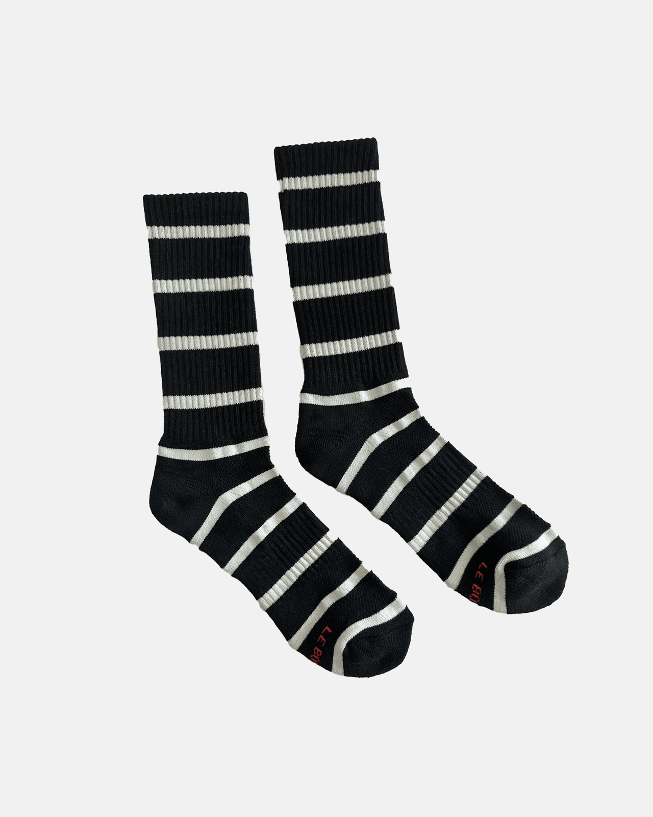 Extended Striped Boyfriend Socks | Black Stripe Le Bon Shoppe