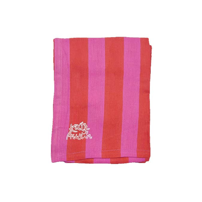 Frida Bandana in Fuchsia Red Cabana Stripe kate austin designs