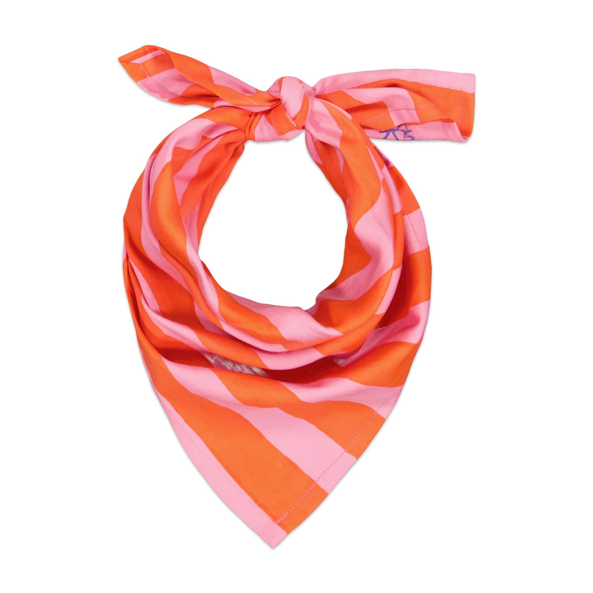 Frida Light Cotton Bandana in Pink Orange Cabana Stripe kate austin designs