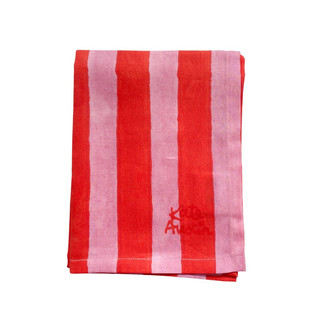 Frida Light Cotton Bandana in Pink Orange Cabana Stripe kate austin designs