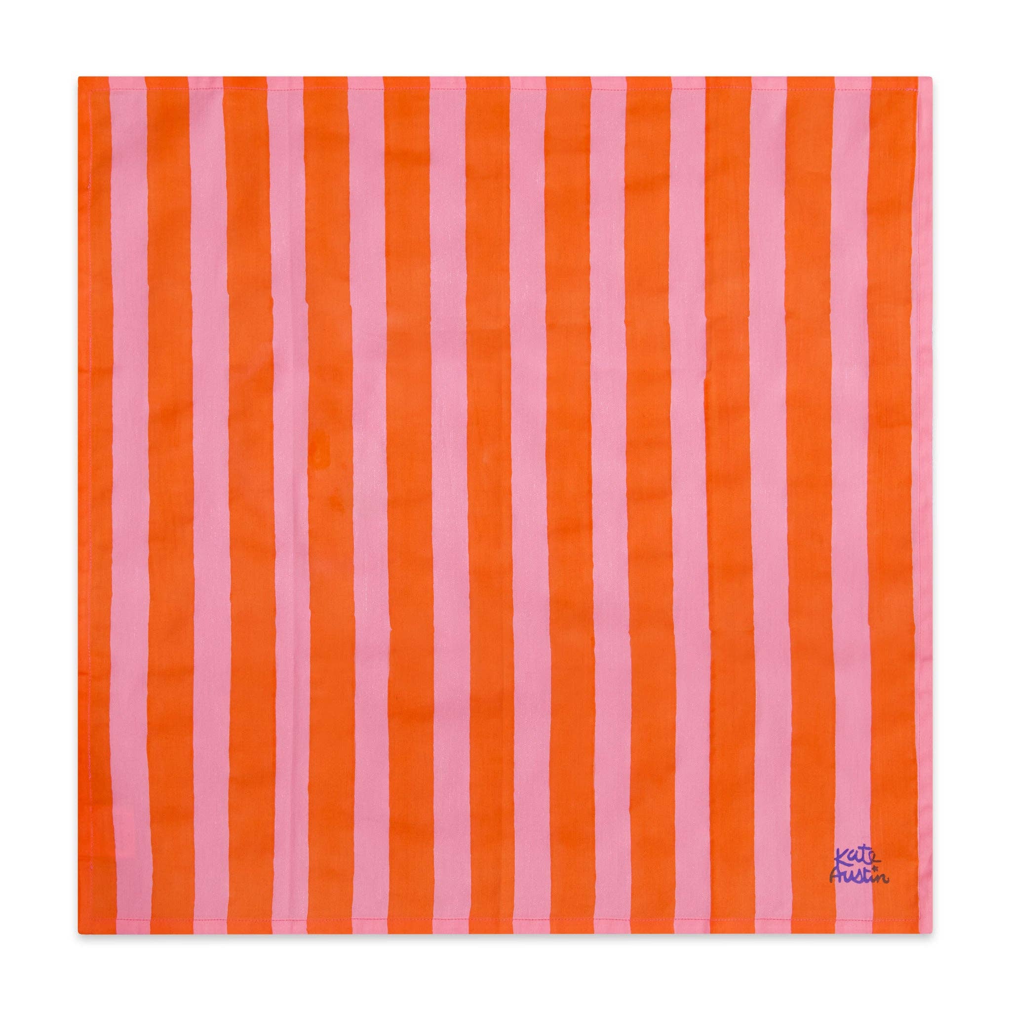 Frida Light Cotton Bandana in Pink Orange Cabana Stripe kate austin designs