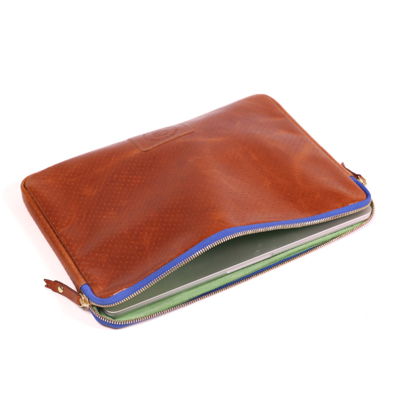 Laptop Case | Perforated Chestnut Blue Zipper Blair Ritchey