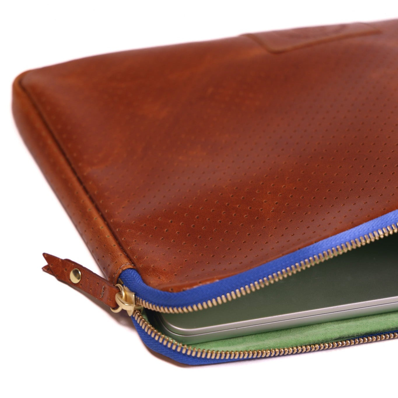 Laptop Case | Perforated Chestnut Blue Zipper Blair Ritchey