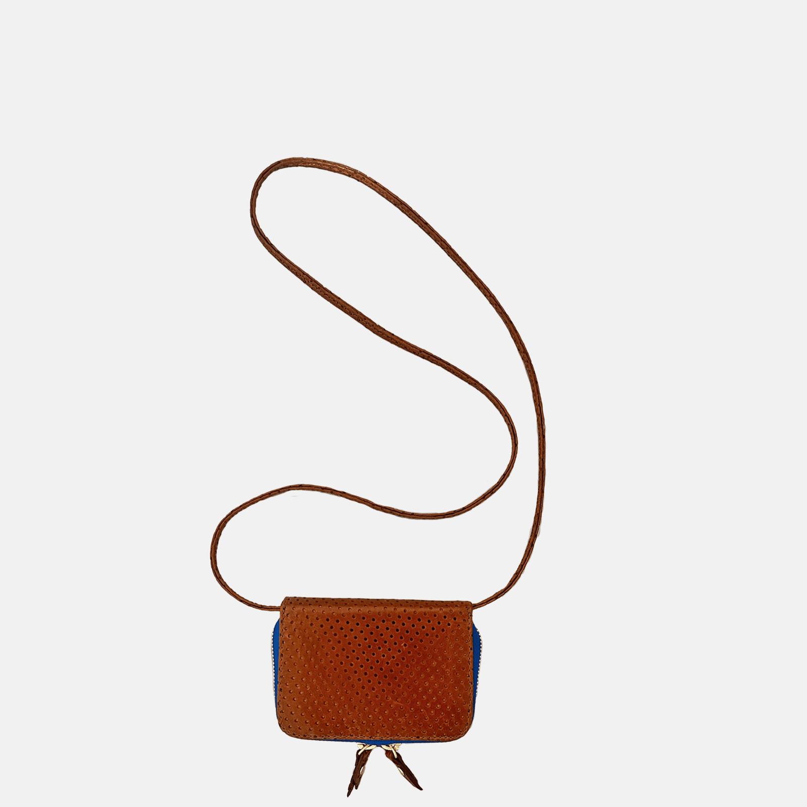 Micro Billet | Perforated Chestnut Bright Blue Zipper Blair Ritchey